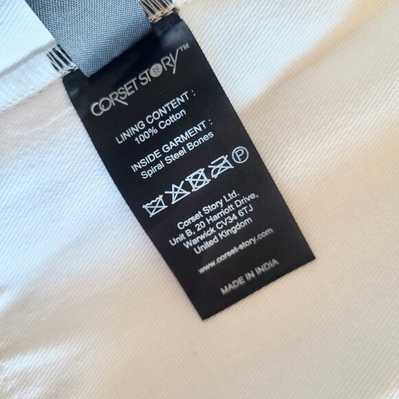 Corset Story White Black Piping Steampunk Double Breasted Corset Jacket Size 24" - Picture 9 of 16